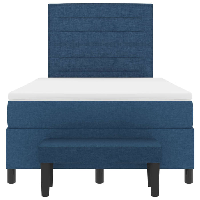 Pat cu arcuri cu headboard albastru 120 x 190 cm țesătură - WALTI WALTI