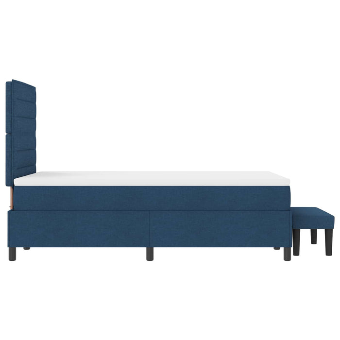 Pat cu arcuri cu headboard albastru 120 x 190 cm țesătură - WALTI WALTI