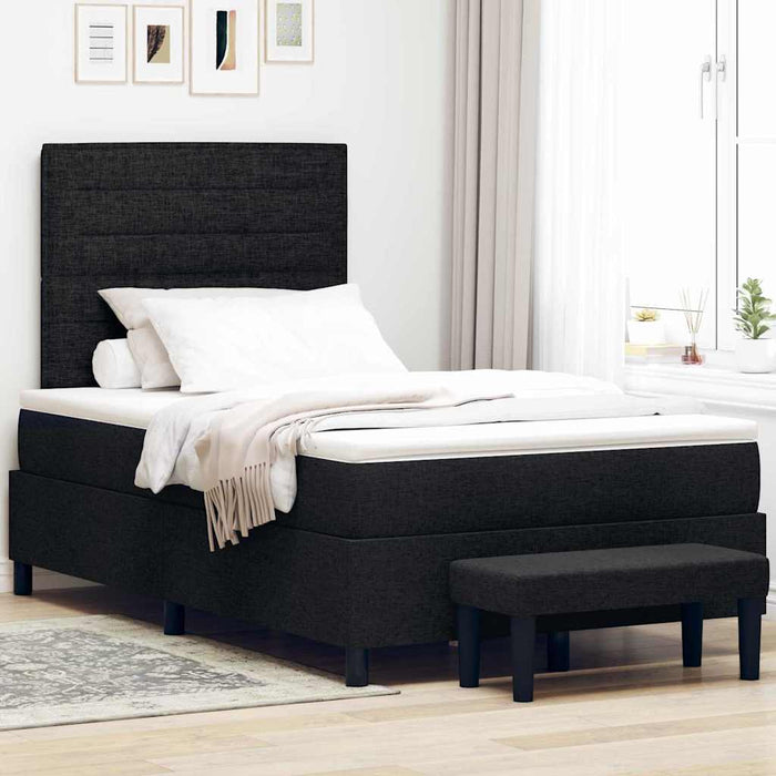 Pat cu arcuri cu headboard Negru 120 x 200 cm țesătură - WALTI WALTI