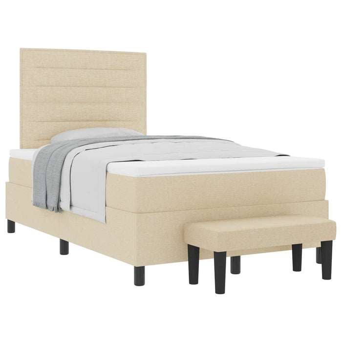 Pat cu arcuri cu saltea cu headboard Crem 120 x 200 cm țesătură - WALTI WALTI