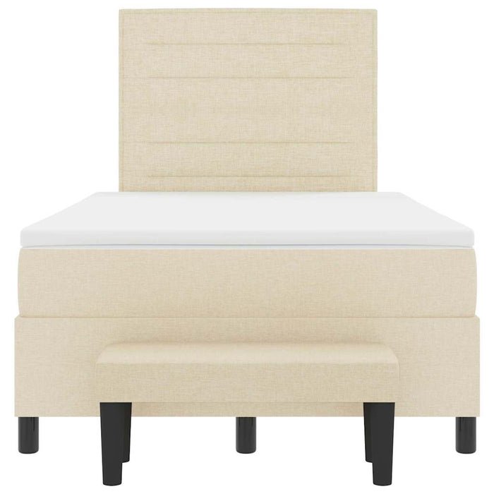 Pat cu arcuri cu saltea cu headboard Crem 120 x 200 cm țesătură - WALTI WALTI