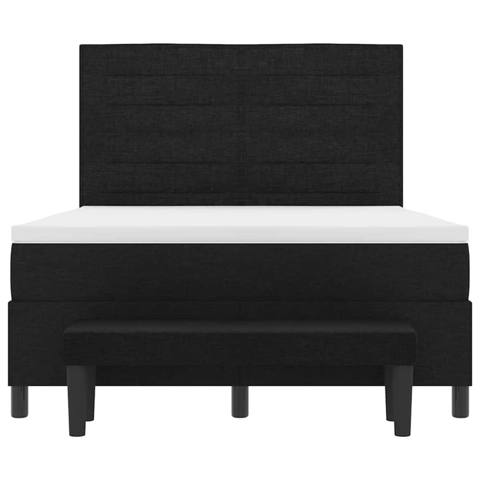Pat cu arcuri cu saltea Negru 140 x 190 cm țesătură - WALTI WALTI