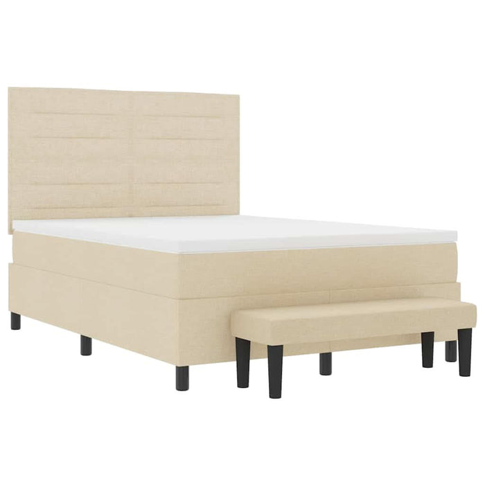 Pat cu arcuri cu saltea cu headboard Crem 140 x 190 cm țesătură - WALTI WALTI