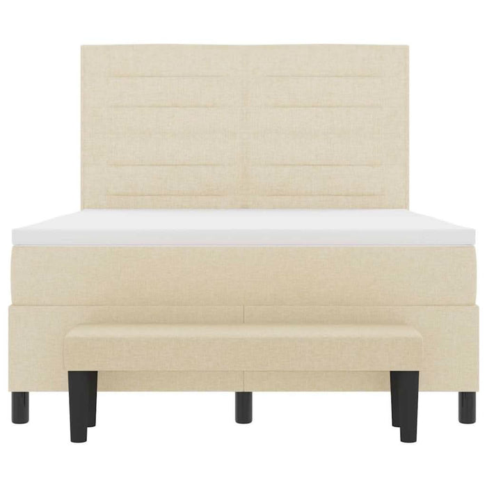 Pat cu arcuri cu saltea cu headboard Crem 140 x 190 cm țesătură - WALTI WALTI