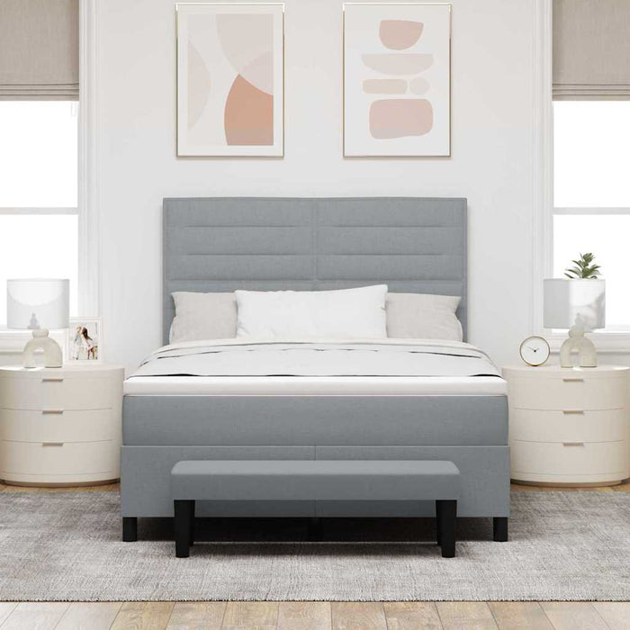 Pat cu arcuri cu saltea Gri deschis 140 x 200 cm țesătură - WALTI WALTI