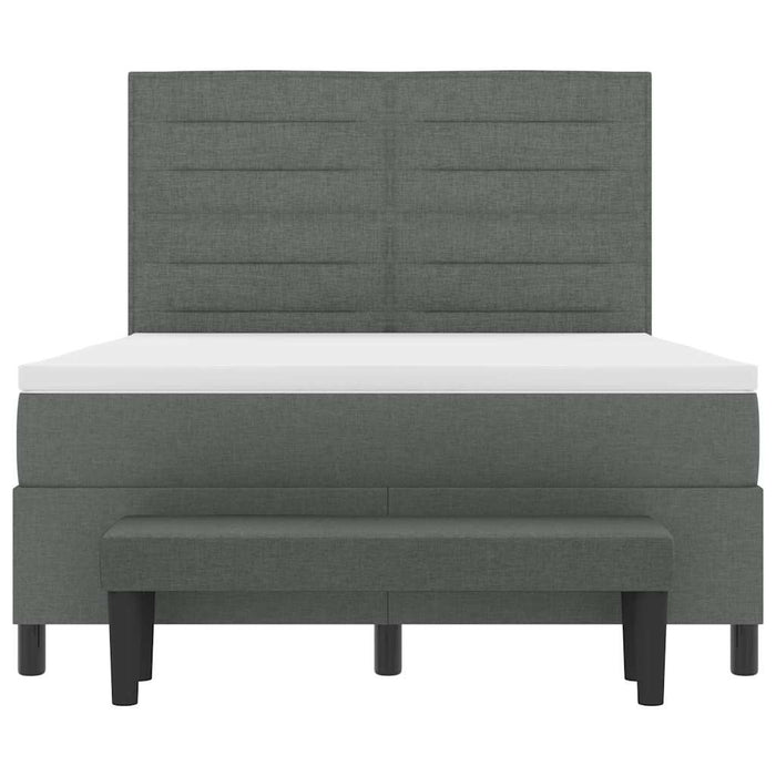 Pat cu arcuri cu saltea Gri închis 140 x 200 cm țesătură - WALTI WALTI