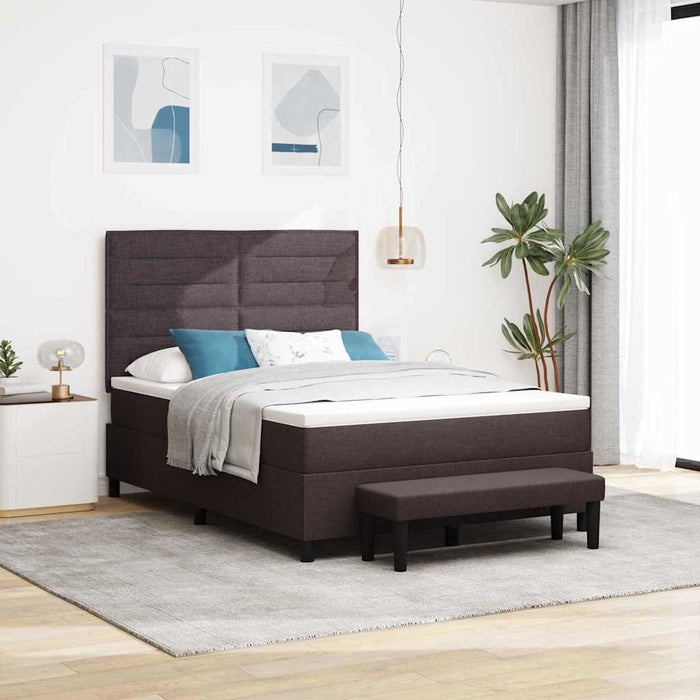 Pat cu arcuri cu headboard Maro închis 140 x 200 cm țesătură WALTI