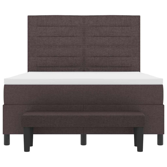 Pat cu arcuri cu headboard Maro închis 140 x 200 cm țesătură WALTI