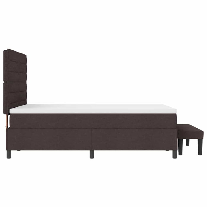 Pat cu arcuri cu headboard Maro închis 140 x 200 cm țesătură WALTI