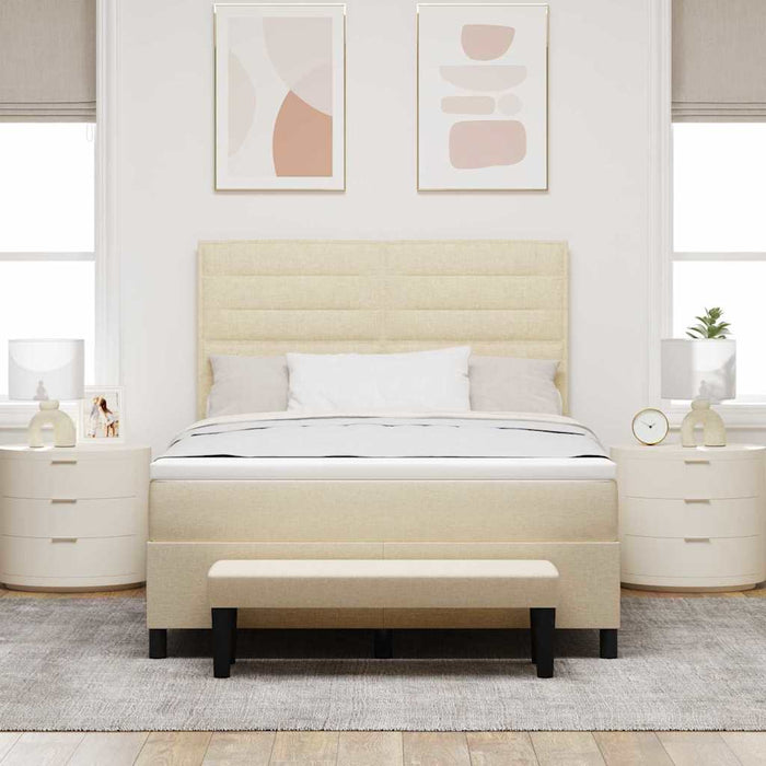 Pat cu arcuri cu saltea cu headboard Crem 140 x 200 cm țesătură - WALTI WALTI