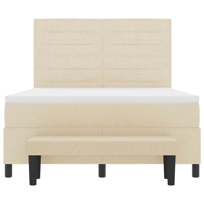 Pat cu arcuri cu saltea cu headboard Crem 140 x 200 cm țesătură - WALTI WALTI