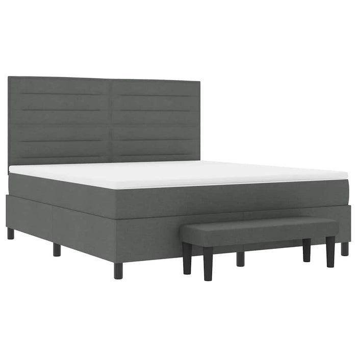 Pat cu arcuri cu saltea Gri închis 180 x 200 cm țesătură - WALTI WALTI