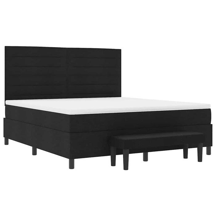 Pat cu arcuri cu saltea Negru 180 x 200 cm țesătură - WALTI WALTI