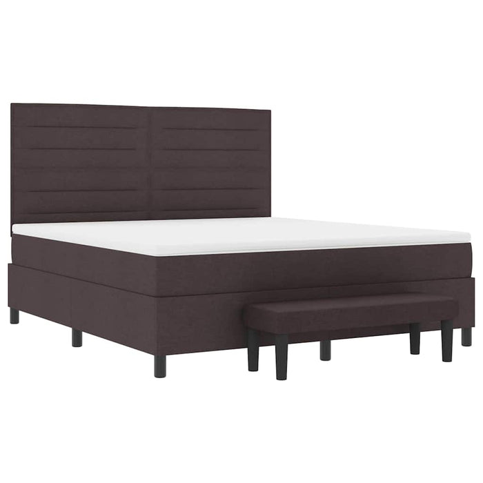Pat cu arcuri cu headboard Maro închis 180 x 200 cm țesătură WALTI