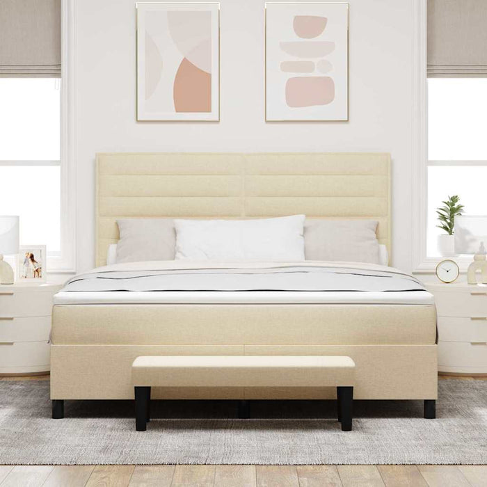Pat cu arcuri cu saltea cu headboard Crem 180 x 200 cm țesătură - WALTI WALTI