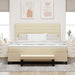 Pat cu arcuri cu saltea cu headboard Crem 180 x 200 cm țesătură - WALTI WALTI