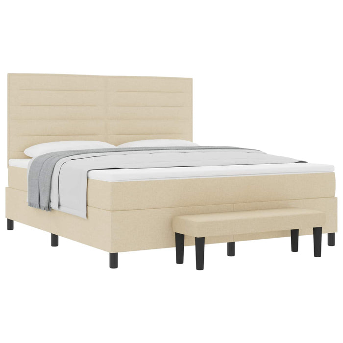 Pat cu arcuri cu saltea cu headboard Crem 180 x 200 cm țesătură - WALTI WALTI
