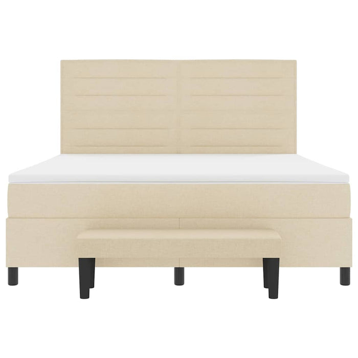 Pat cu arcuri cu saltea cu headboard Crem 180 x 200 cm țesătură - WALTI WALTI