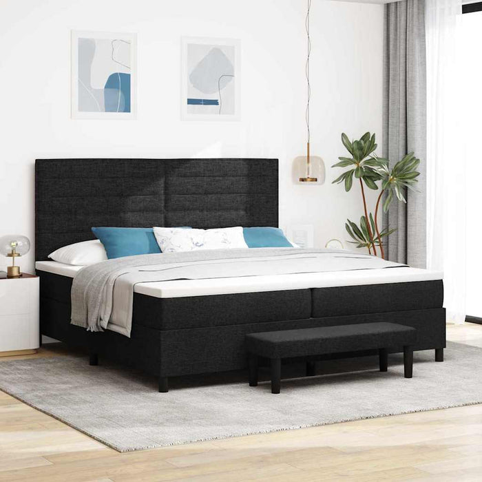 Pat cu arcuri cu saltea Negru 200 x 200 cm țesătură - WALTI WALTI