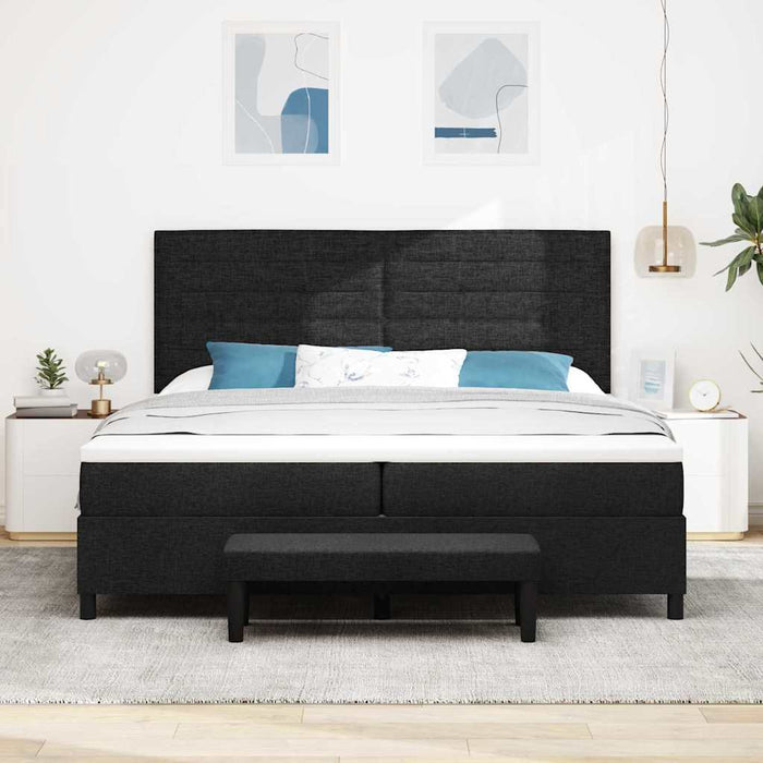 Pat cu arcuri cu saltea Negru 200 x 200 cm țesătură - WALTI WALTI
