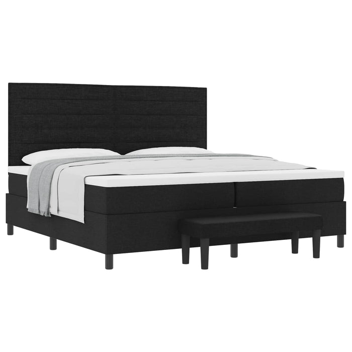 Pat cu arcuri cu saltea Negru 200 x 200 cm țesătură - WALTI WALTI