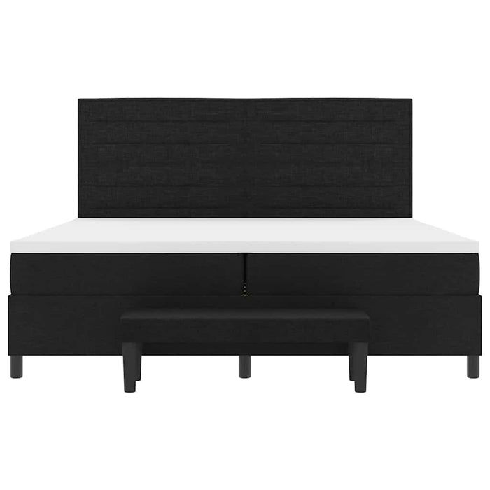 Pat cu arcuri cu saltea Negru 200 x 200 cm țesătură - WALTI WALTI