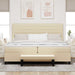 Pat cu arcuri cu saltea cu headboard Crem 200 x 200 cm țesătură - WALTI WALTI