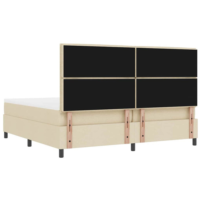 Pat cu arcuri cu saltea cu headboard Crem 200 x 200 cm țesătură - WALTI WALTI