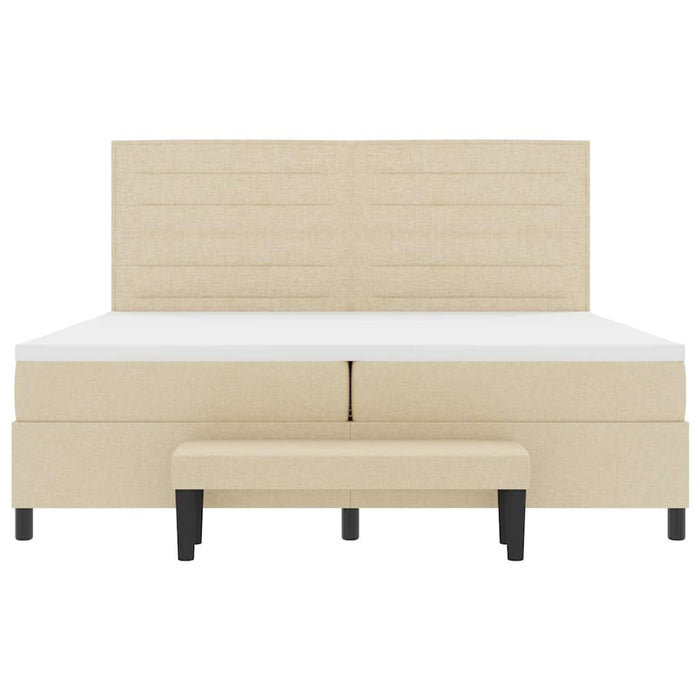 Pat cu arcuri cu saltea cu headboard Crem 200 x 200 cm țesătură - WALTI WALTI