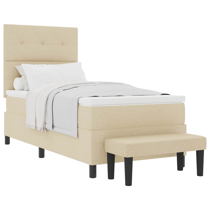 Pat cu arcuri cu saltea cu headboard Crem 90 x 190 cm țesătură - WALTI WALTI