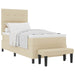 Pat cu arcuri cu saltea cu headboard Crem 90 x 190 cm țesătură - WALTI WALTI