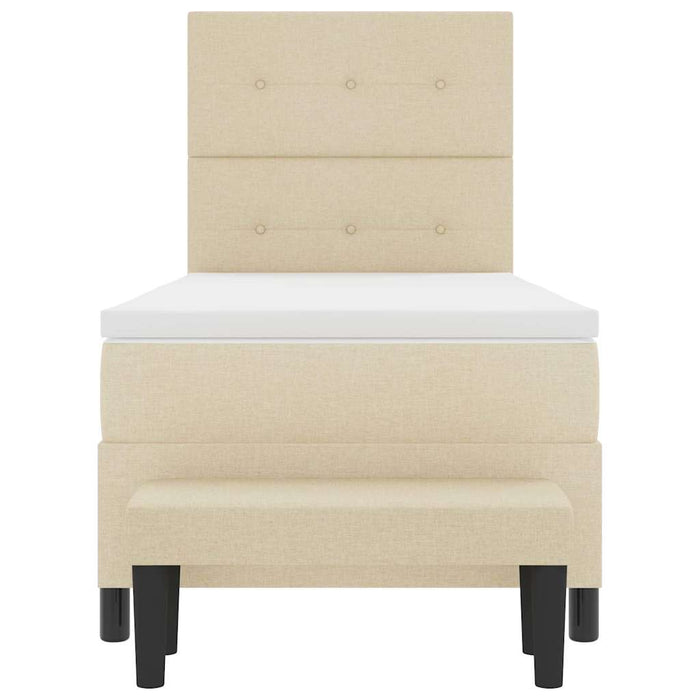 Pat cu arcuri cu saltea cu headboard Crem 90 x 190 cm țesătură - WALTI WALTI