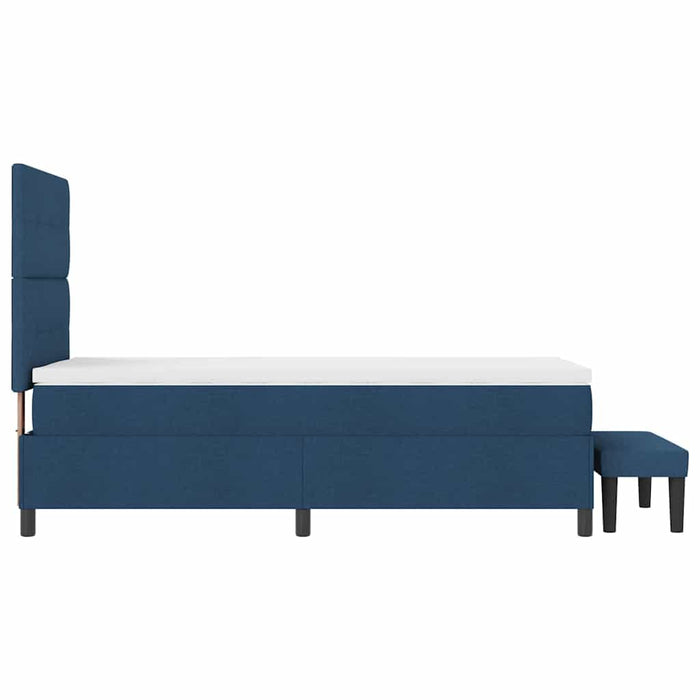 Pat cu arcuri cu headboard albastru 90 x 190 cm țesătură - WALTI WALTI
