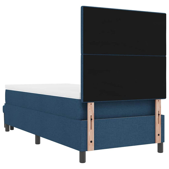 Pat cu arcuri cu headboard albastru 90 x 200 cm țesătură WALTI