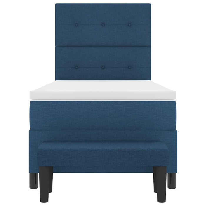 Pat cu arcuri cu headboard albastru 90 x 200 cm țesătură WALTI