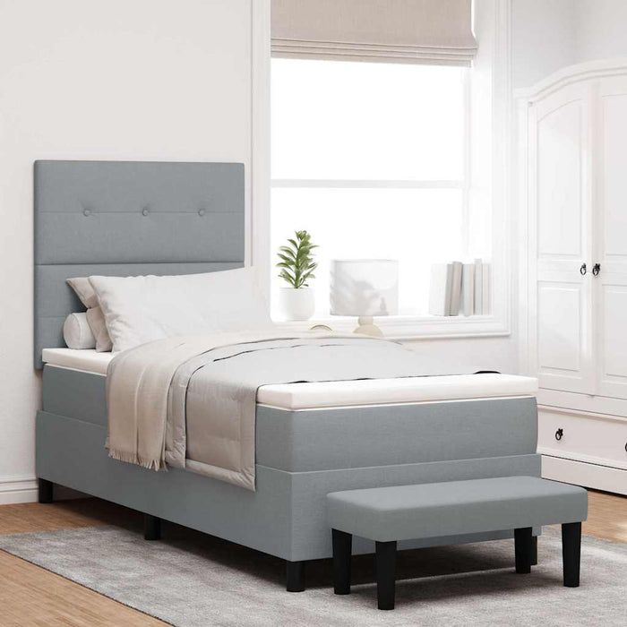 Pat cu arcuri cu headboard Gri deschis 100 x 200 cm țesătură - WALTI WALTI