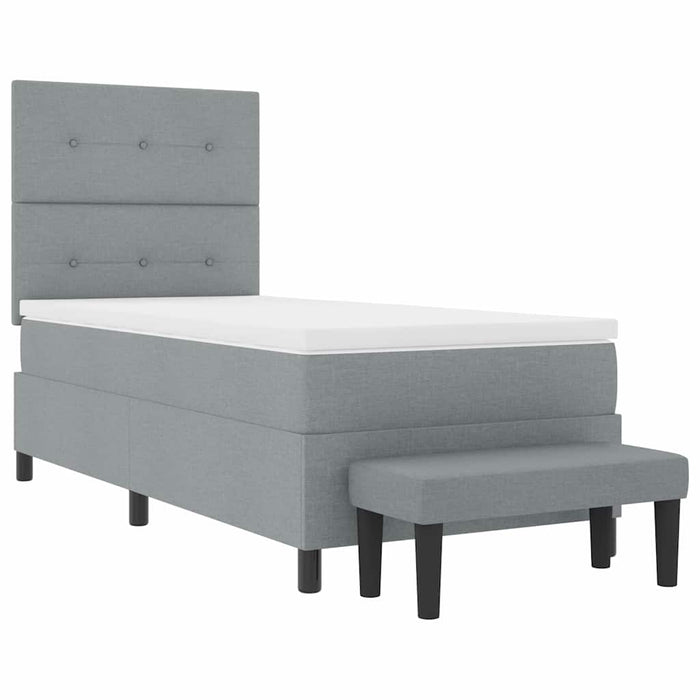 Pat cu arcuri cu headboard Gri deschis 100 x 200 cm țesătură - WALTI WALTI