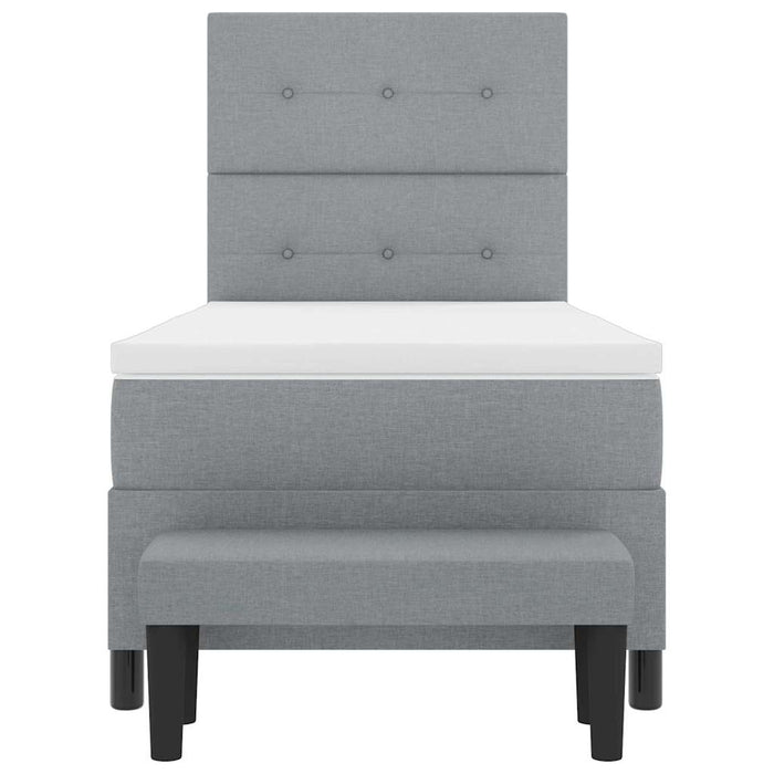 Pat cu arcuri cu headboard Gri deschis 100 x 200 cm țesătură - WALTI WALTI