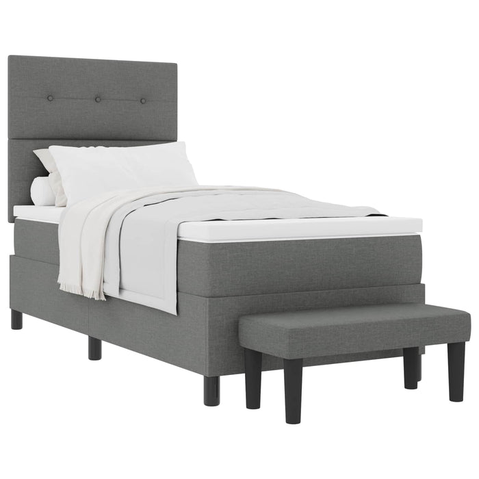 Pat cu arcuri cu headboard Gri închis 100 x 200 cm țesătură - WALTI WALTI