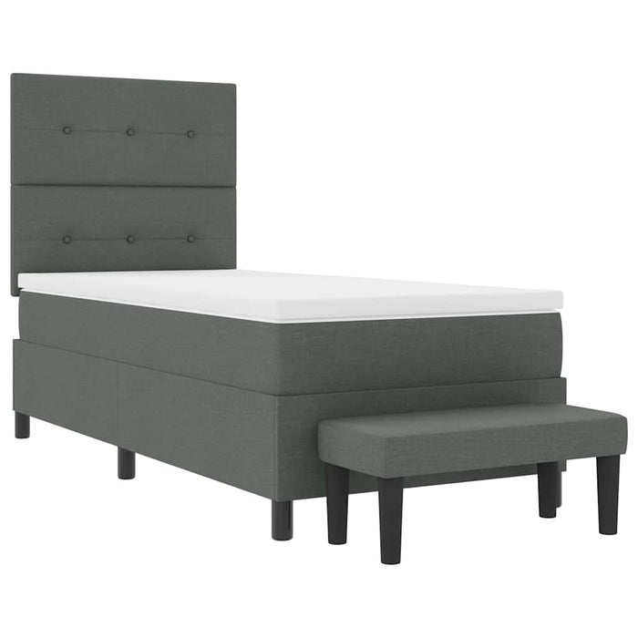 Pat cu arcuri cu headboard Gri închis 100 x 200 cm țesătură - WALTI WALTI