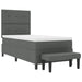 Pat cu arcuri cu headboard Gri închis 100 x 200 cm țesătură - WALTI WALTI