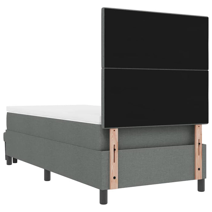 Pat cu arcuri cu headboard Gri închis 100 x 200 cm țesătură - WALTI WALTI