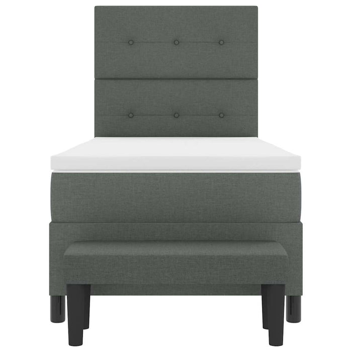 Pat cu arcuri cu headboard Gri închis 100 x 200 cm țesătură - WALTI WALTI