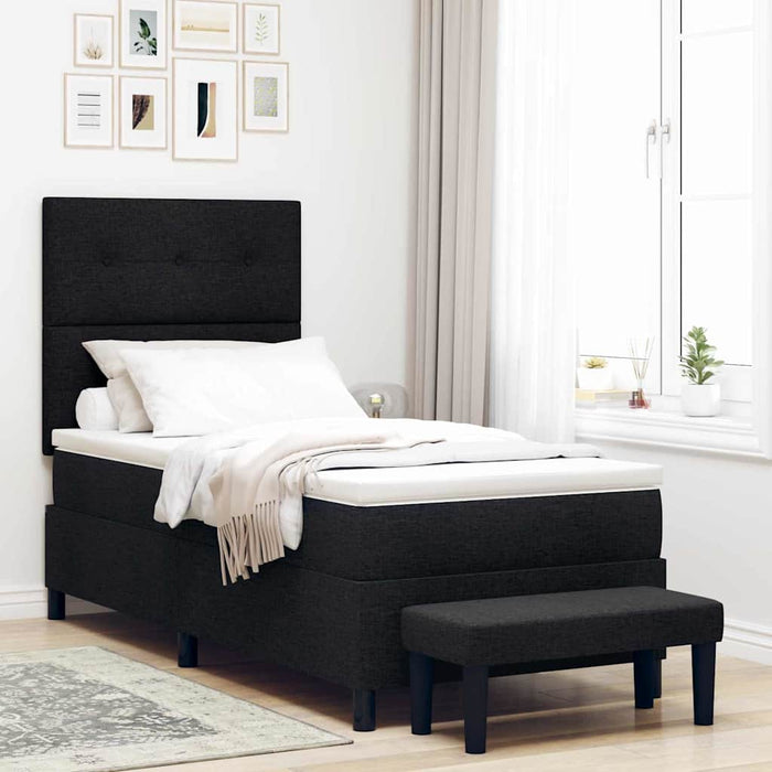 Pat cu arcuri cu headboard Negru 100 x 200 cm țesătură - WALTI WALTI