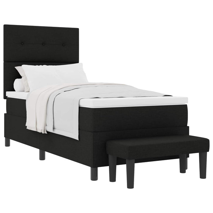 Pat cu arcuri cu headboard Negru 100 x 200 cm țesătură - WALTI WALTI