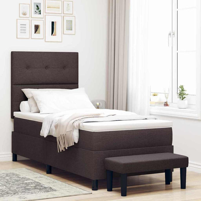 Pat cu arcuri cu headboard Maro închis 100 x 200 cm țesătură - WALTI WALTI