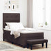 Pat cu arcuri cu headboard Maro închis 100 x 200 cm țesătură - WALTI WALTI