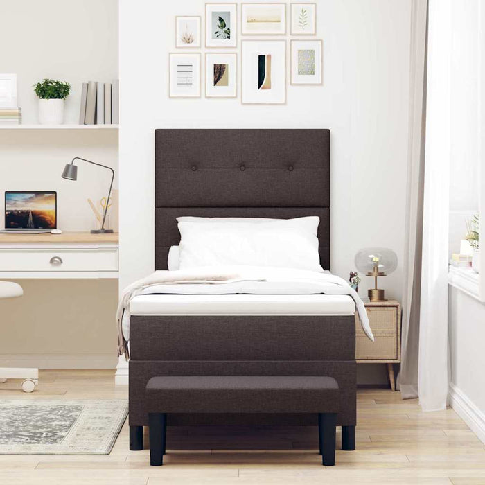 Pat cu arcuri cu headboard Maro închis 100 x 200 cm țesătură - WALTI WALTI