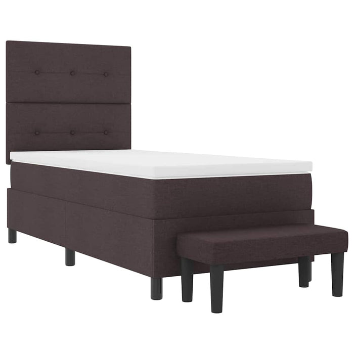 Pat cu arcuri cu headboard Maro închis 100 x 200 cm țesătură - WALTI WALTI