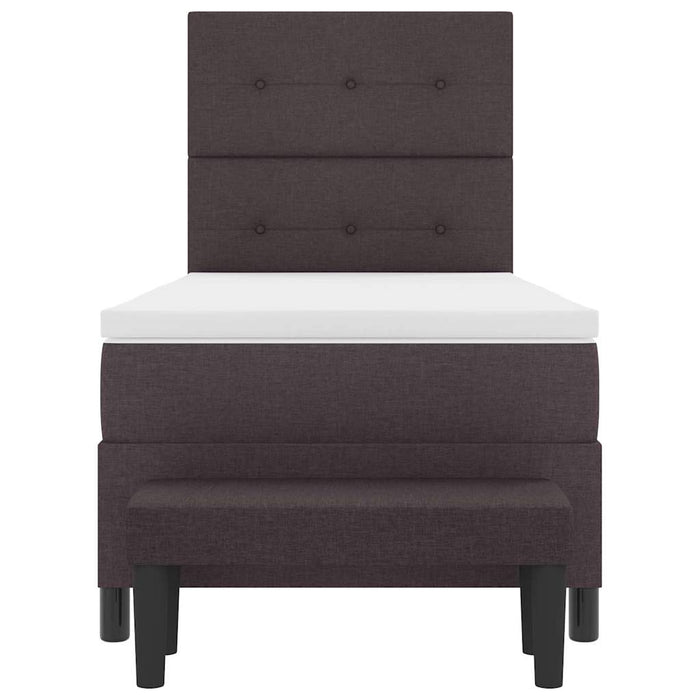 Pat cu arcuri cu headboard Maro închis 100 x 200 cm țesătură - WALTI WALTI